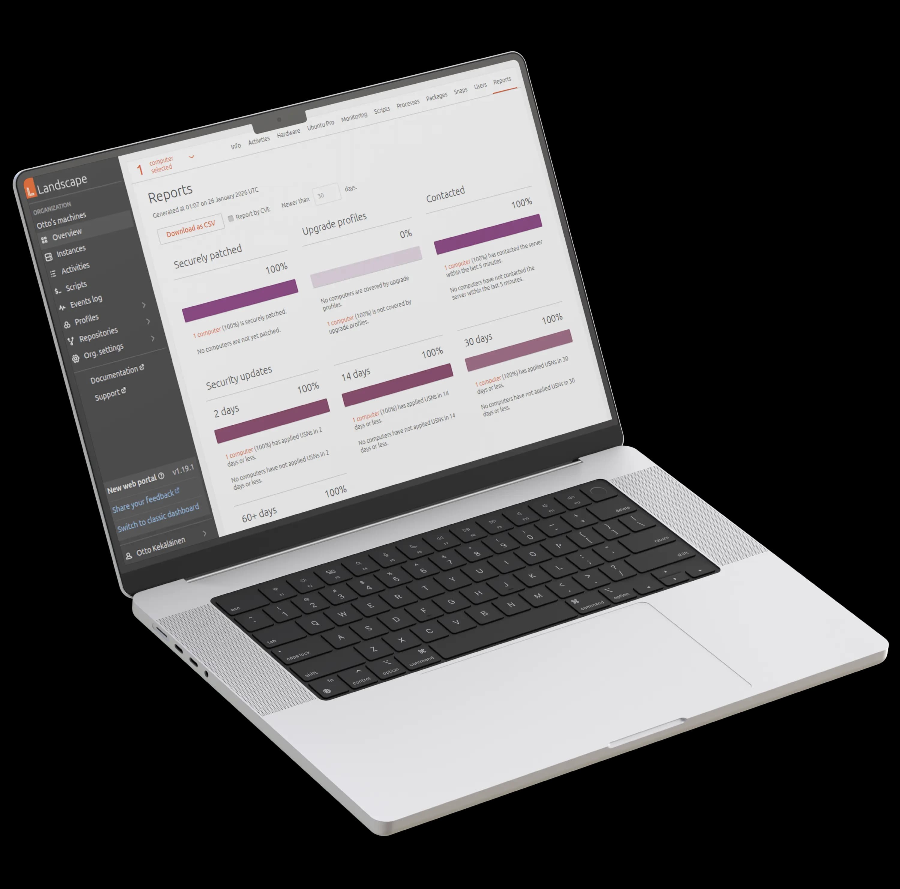 Ubuntu Pro pricing dashboard on laptop